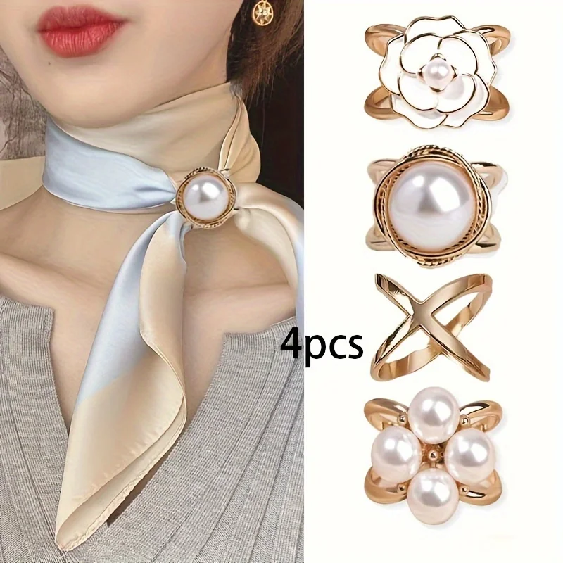 4-Pack Pearl Scarf Clips