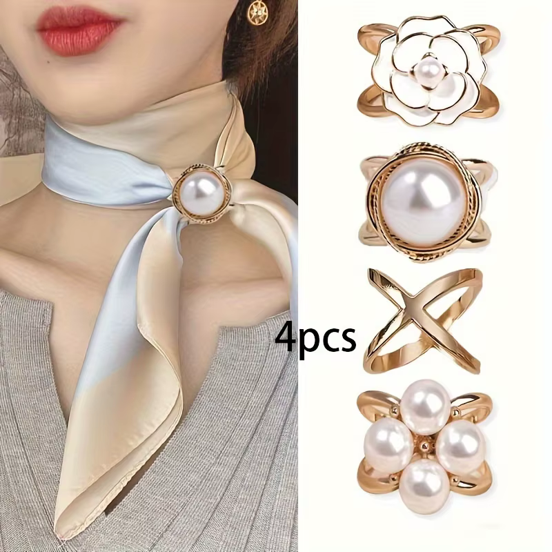 4-Pack Pearl Scarf Clips