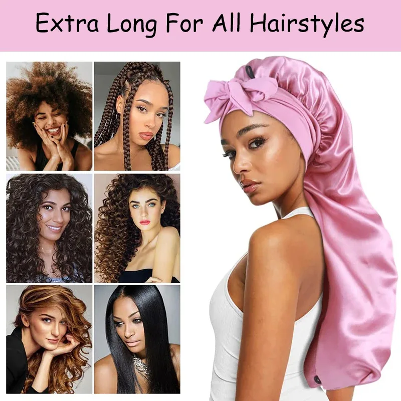 Extra Large Satin Silk Hair Bonnet for Sleeping & Box Braids - Image 4